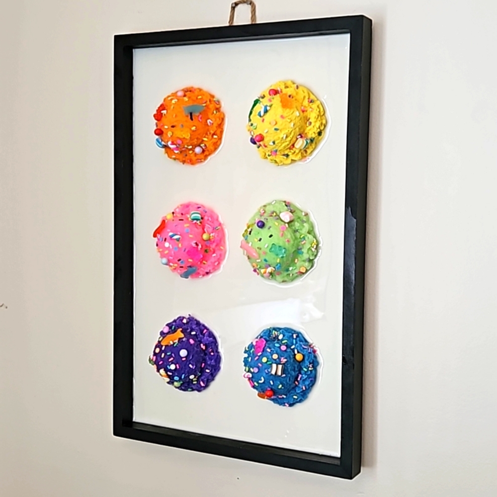 I Scream for Ice Cream Pop Art, 6 Scoops, Bright Style, Handmade
